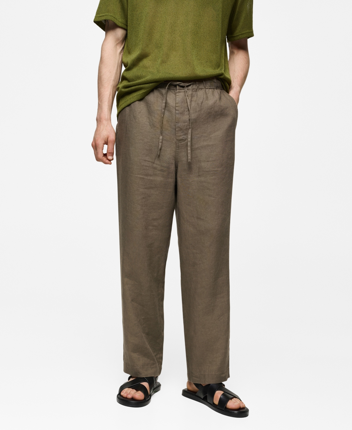 Mango Men's 100% Linen Drawstring Pants
