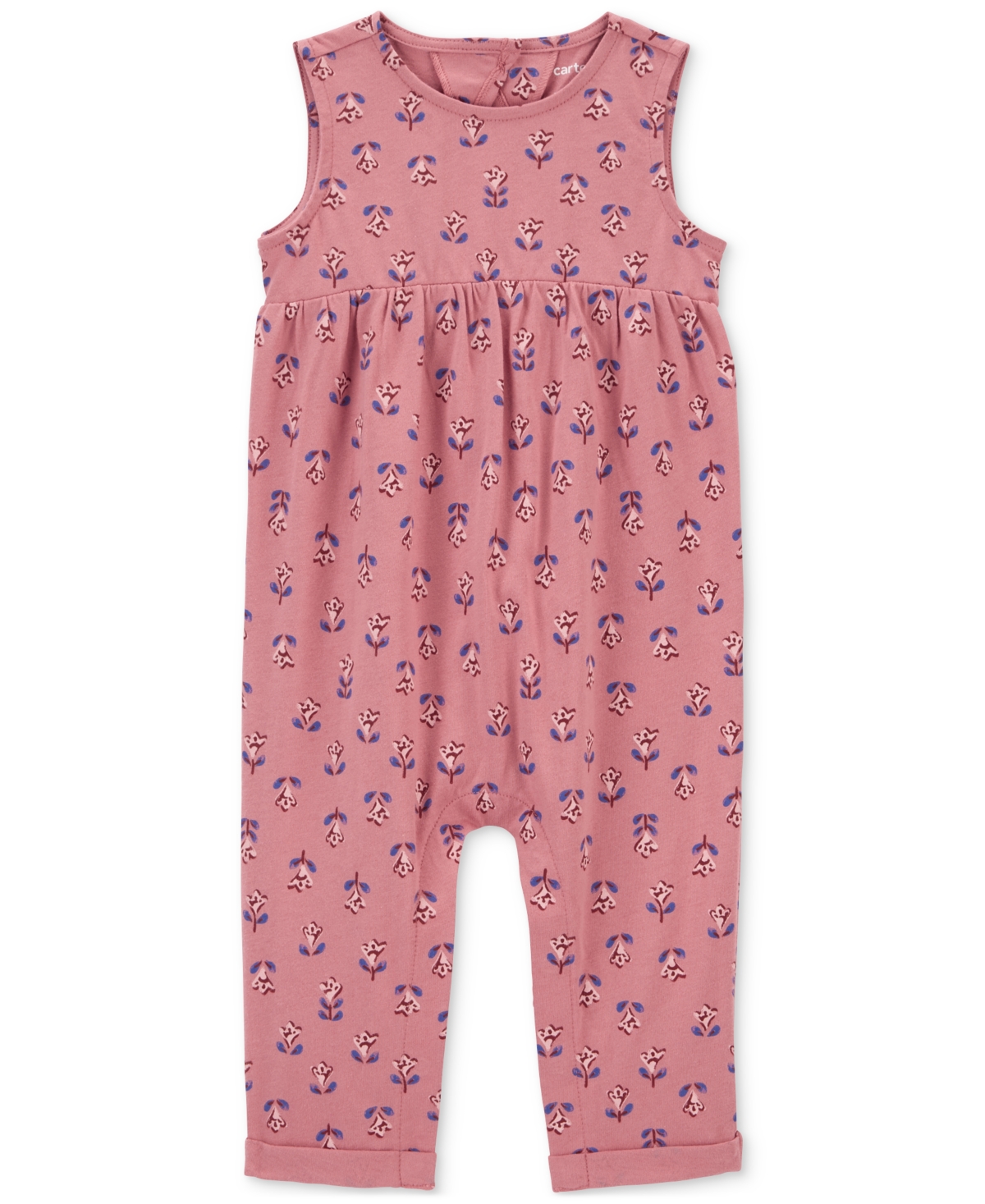 Carter's Baby Girls Floral Cotton Jumpsuit In Pink