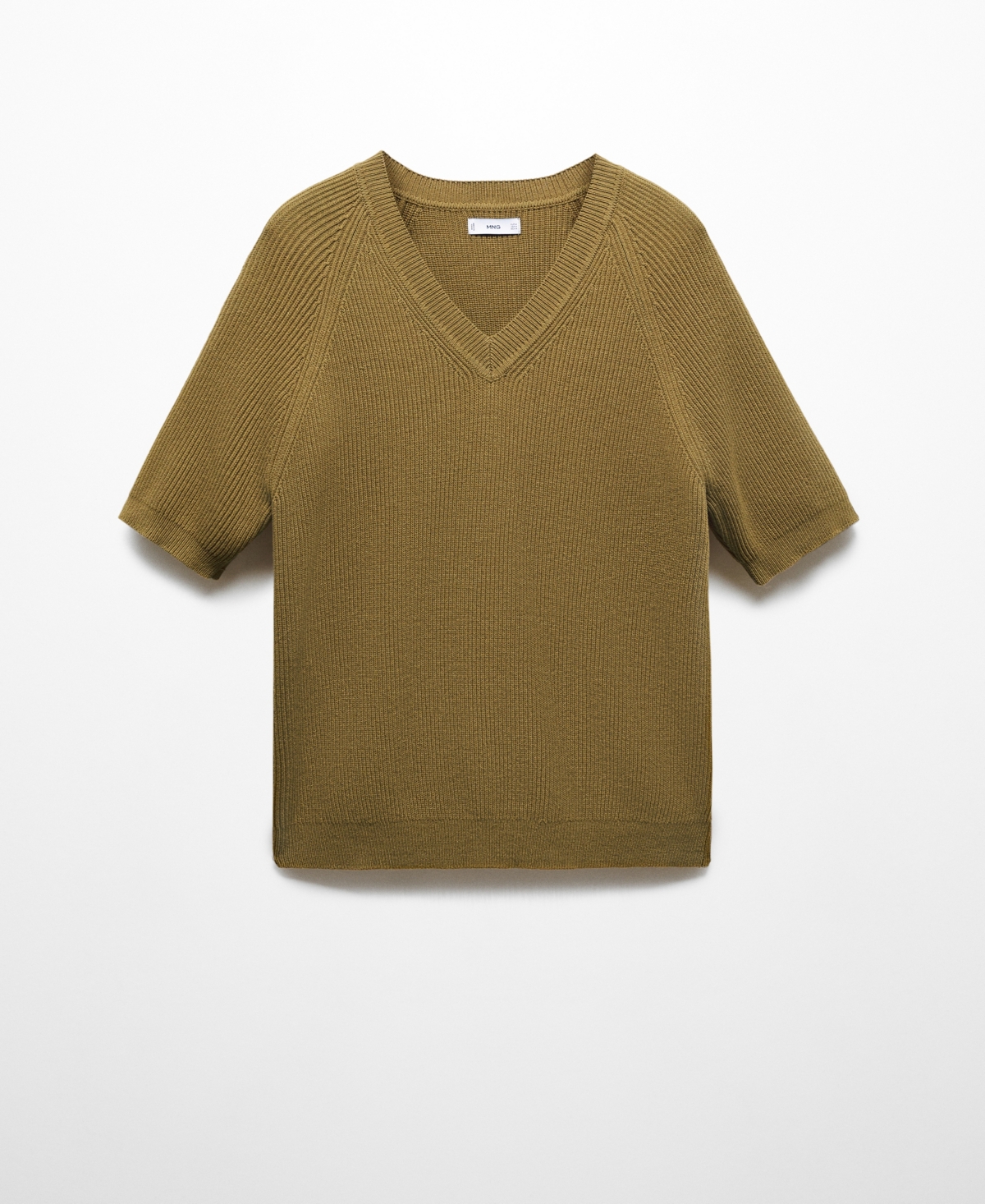 Shop Mango Men's Short Sleeve Knitted T-shirt In Olive Green