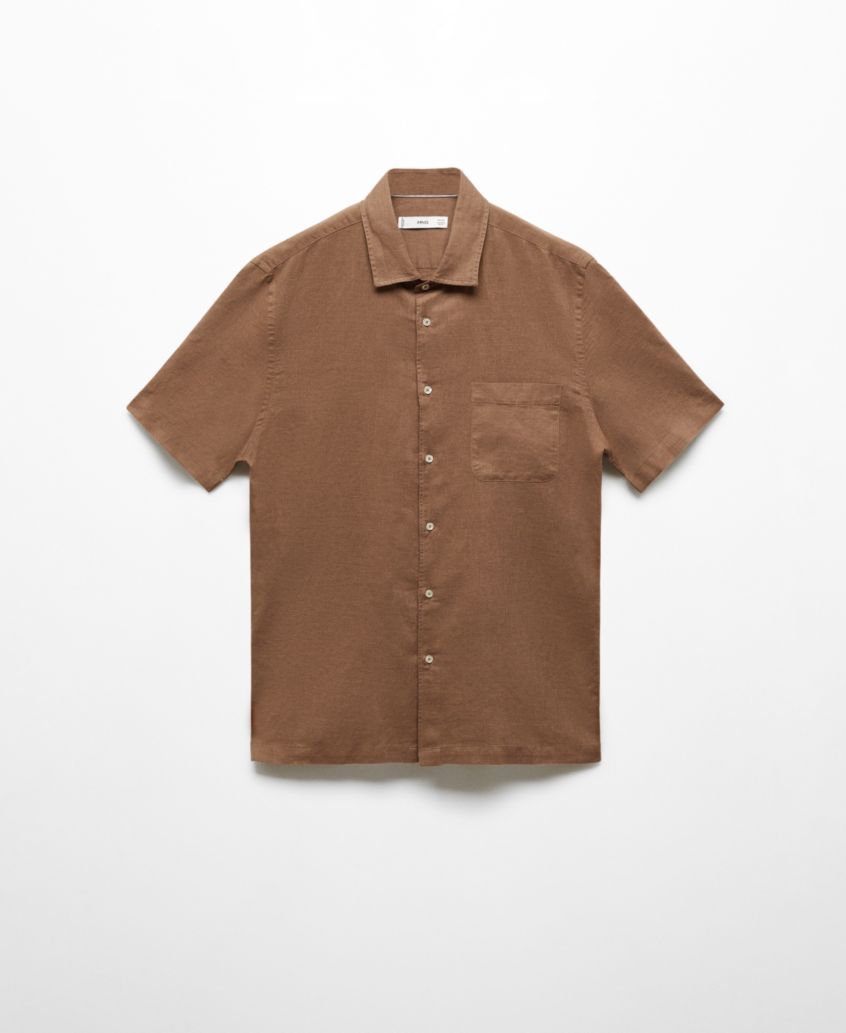 Mango Men's Regular-fit Linen Short-sleeved Shirt In Brown