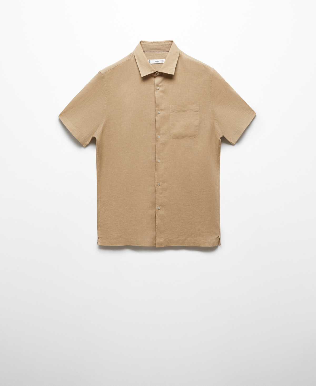 Mango Men's Regular-fit Linen Short-sleeved Shirt In Brown