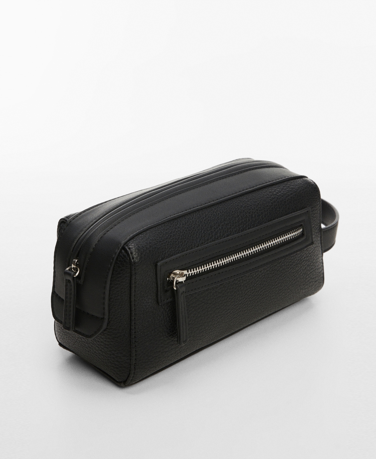 Men's Zipped Pebbled Cosmetic Bag - Black
