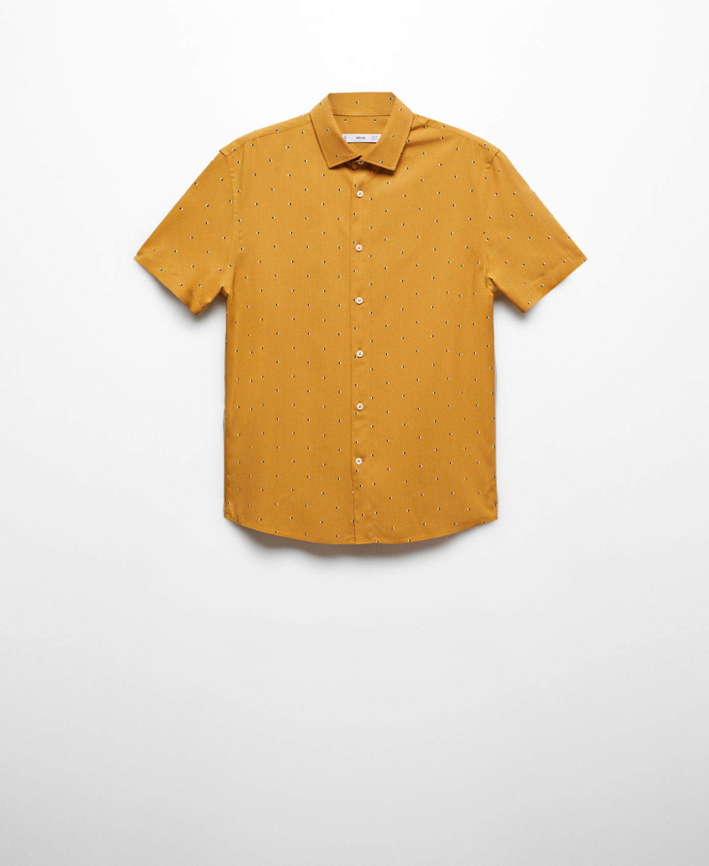 Мужская рубашка Mango Mirco-Print Short Sleeve, цвет: Бежевый — фото 1