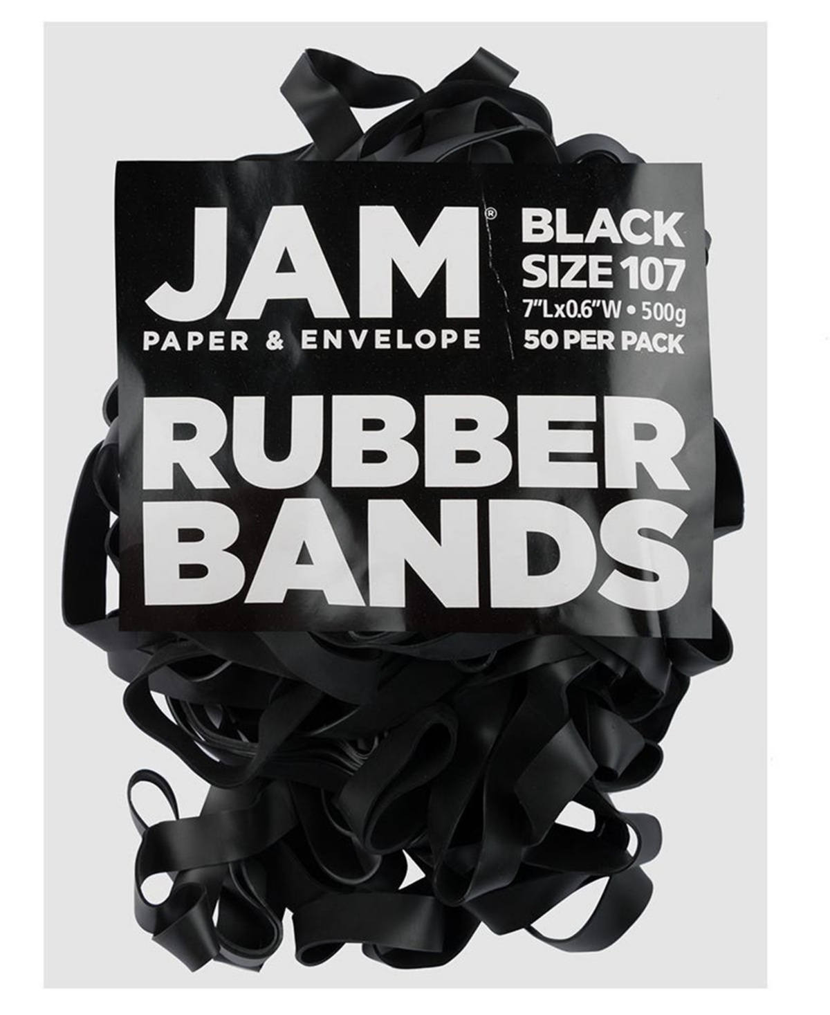 Durable Rubber Bands - Size 107 - Multi-Purpose Rubber bands - 50 Per Pack - Black