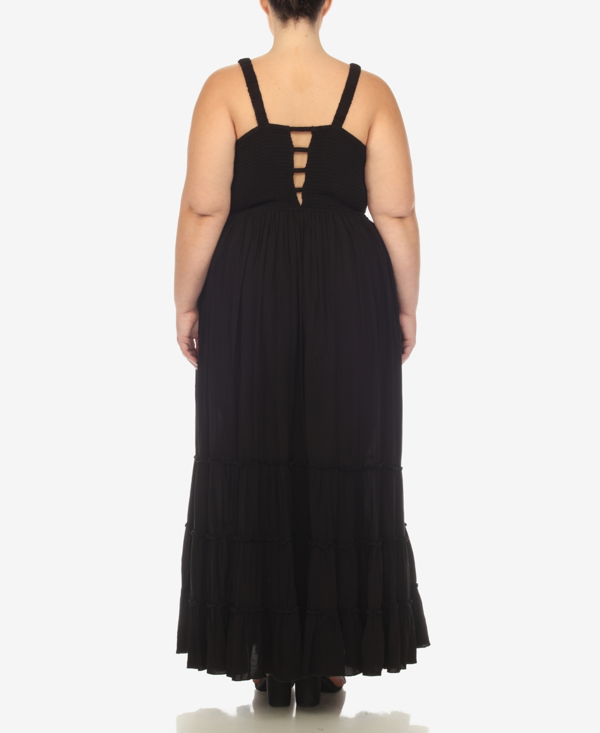 White Mark Plus Size Smocked Ruffle Maxi Dress