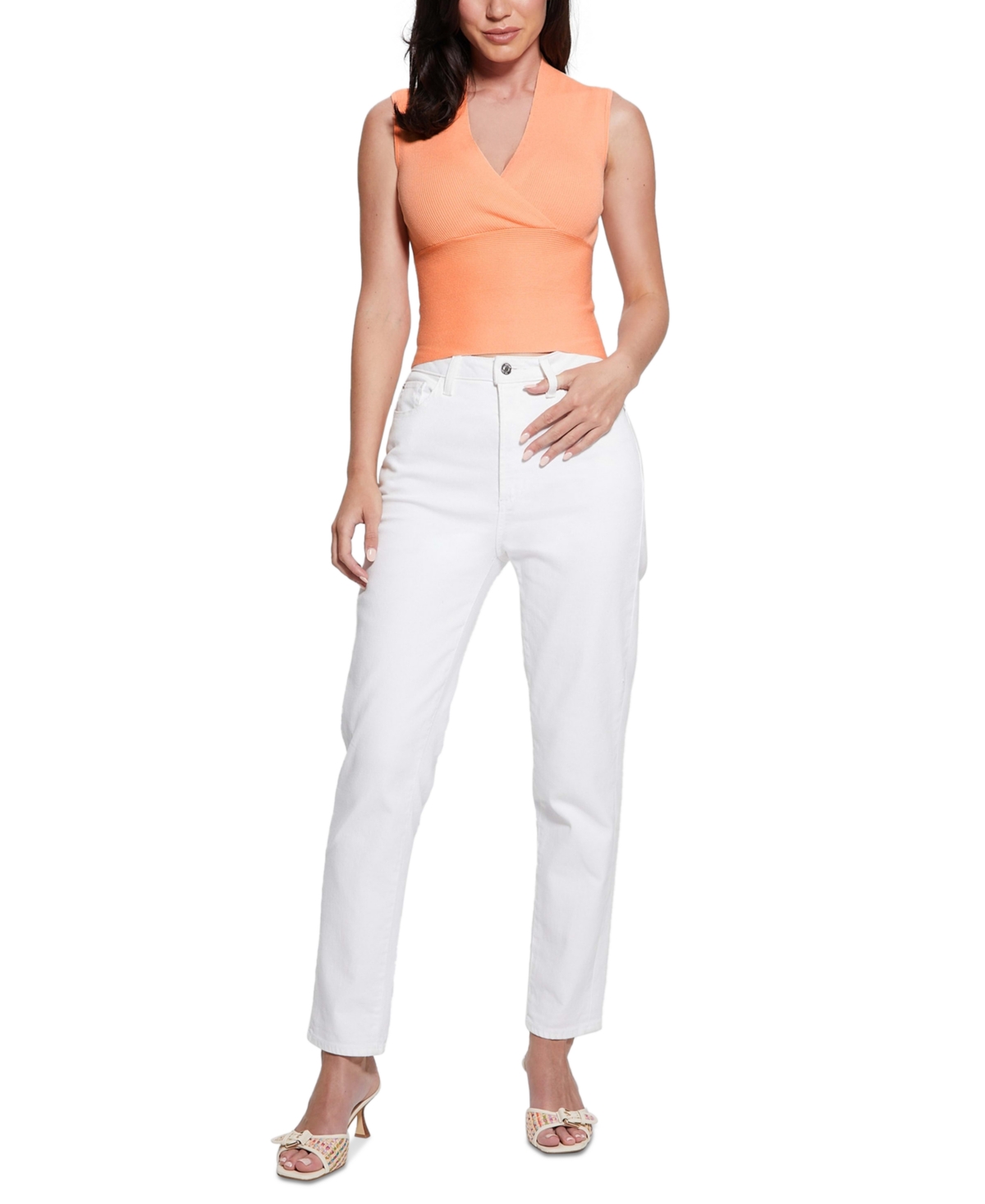 Guess Women's Delia Surplice Sleeveless Sweater