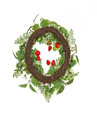 22 Petunia and Strawberry Wreath