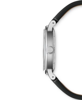 Men's Swiss Automatic Millesime Black Leather Strap Watch 40mm