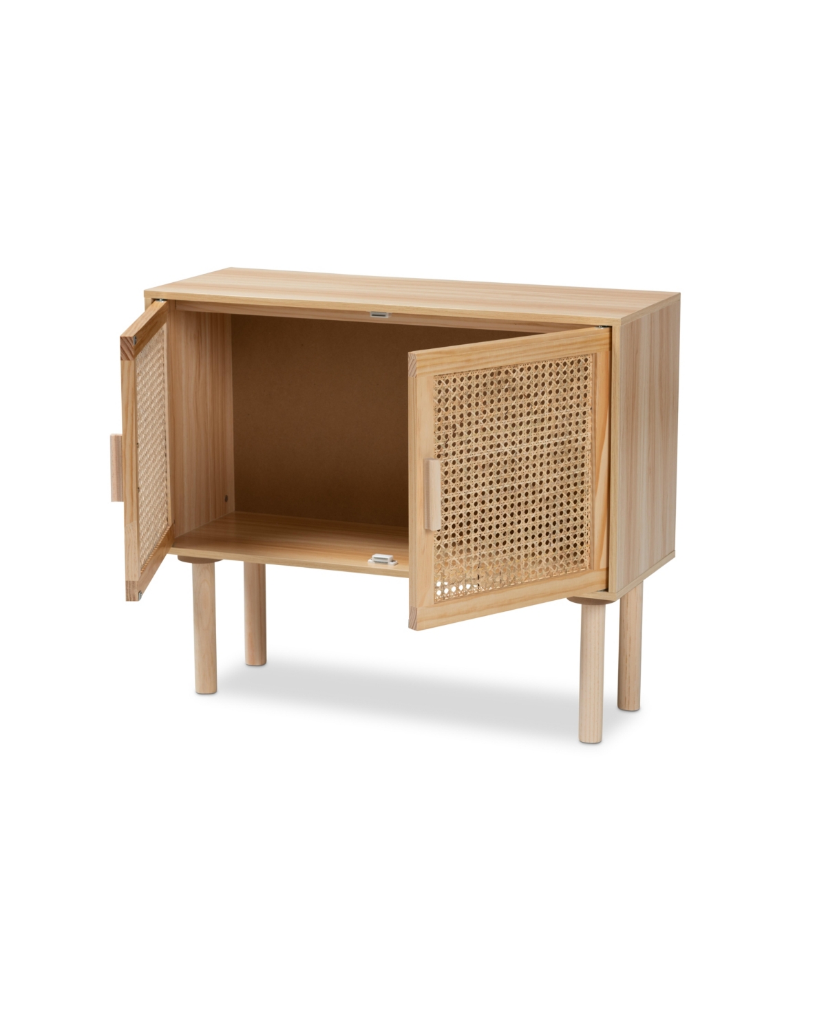 Shop Baxton Studio Maclean Mid-century Modern Rattan And Natural Brown Finished Wood 2-door Sideboard Buffet In Beige,natural Brown