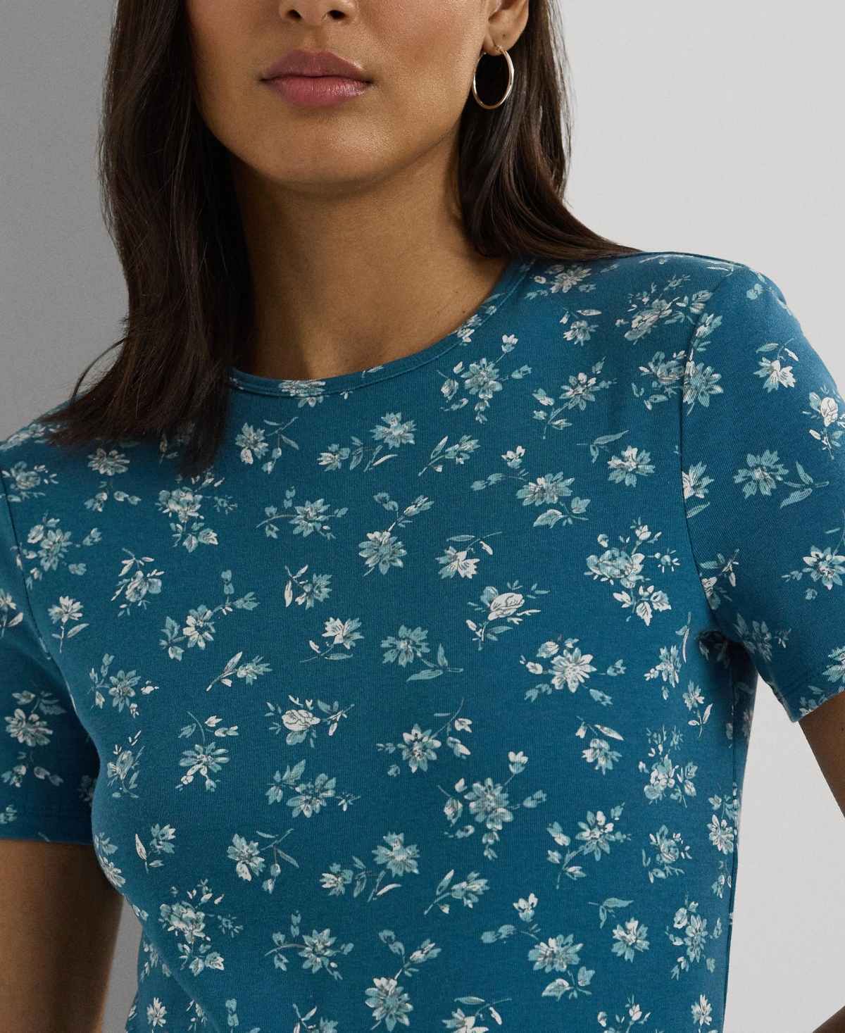Lauren Ralph Lauren Women's Short-Sleeve Floral Crewneck Tee