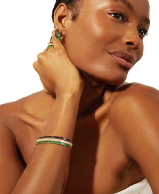 Nano Emerald Color Small Hoop Earrings (1-1/2 ct. t.w.) in Gold Vermeil, (Also in Nano White Sapphire Color, Nano Ruby Color, & Nano Blue Sapphire Color), Created for Macy's