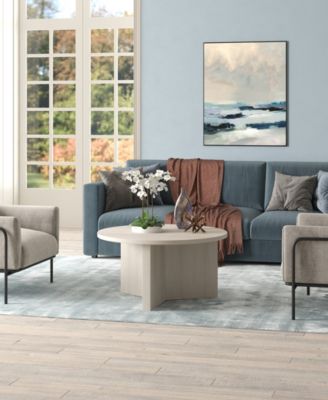 Anders 32" Wide Round Coffee Table in Alder White