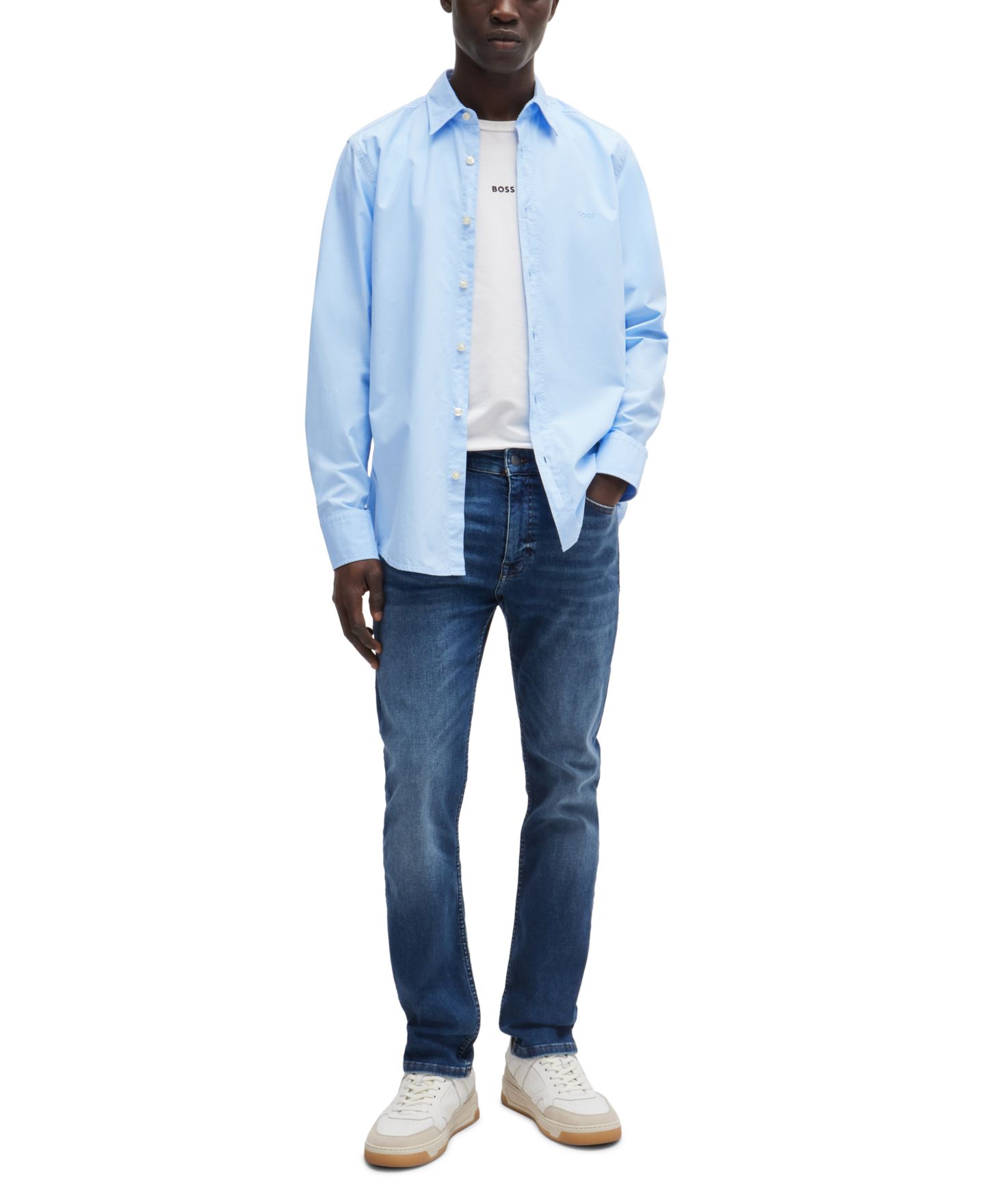 Мужская рубашка Hugo Boss Kent Collar Regular-Fit Dress Shirt, цвет: Синий — фото 4