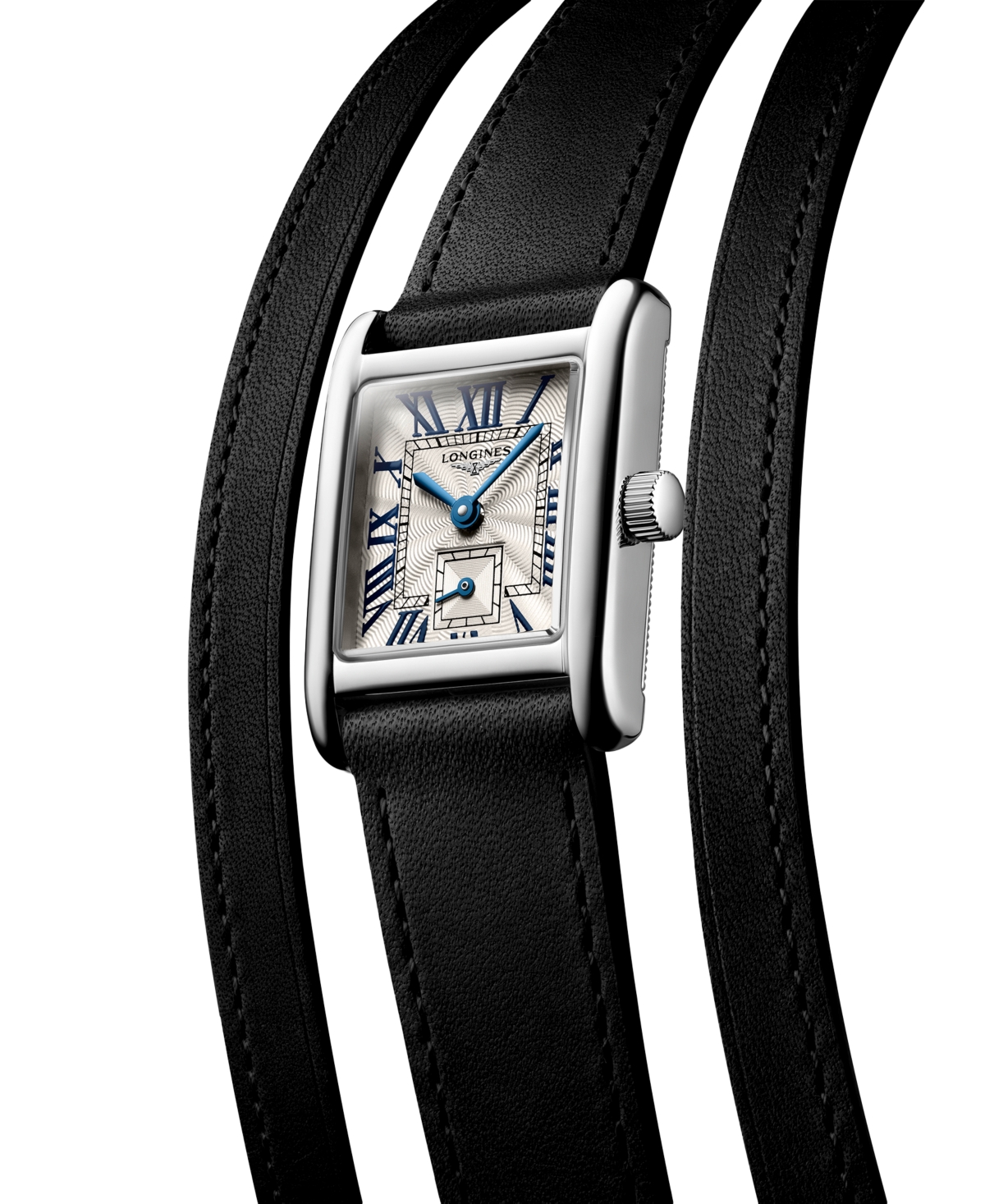 LONGINES WOMEN'S SWISS MINI DOLCEVITA BLACK THREE-ROW LEATHER STRAP WATCH 29MM 