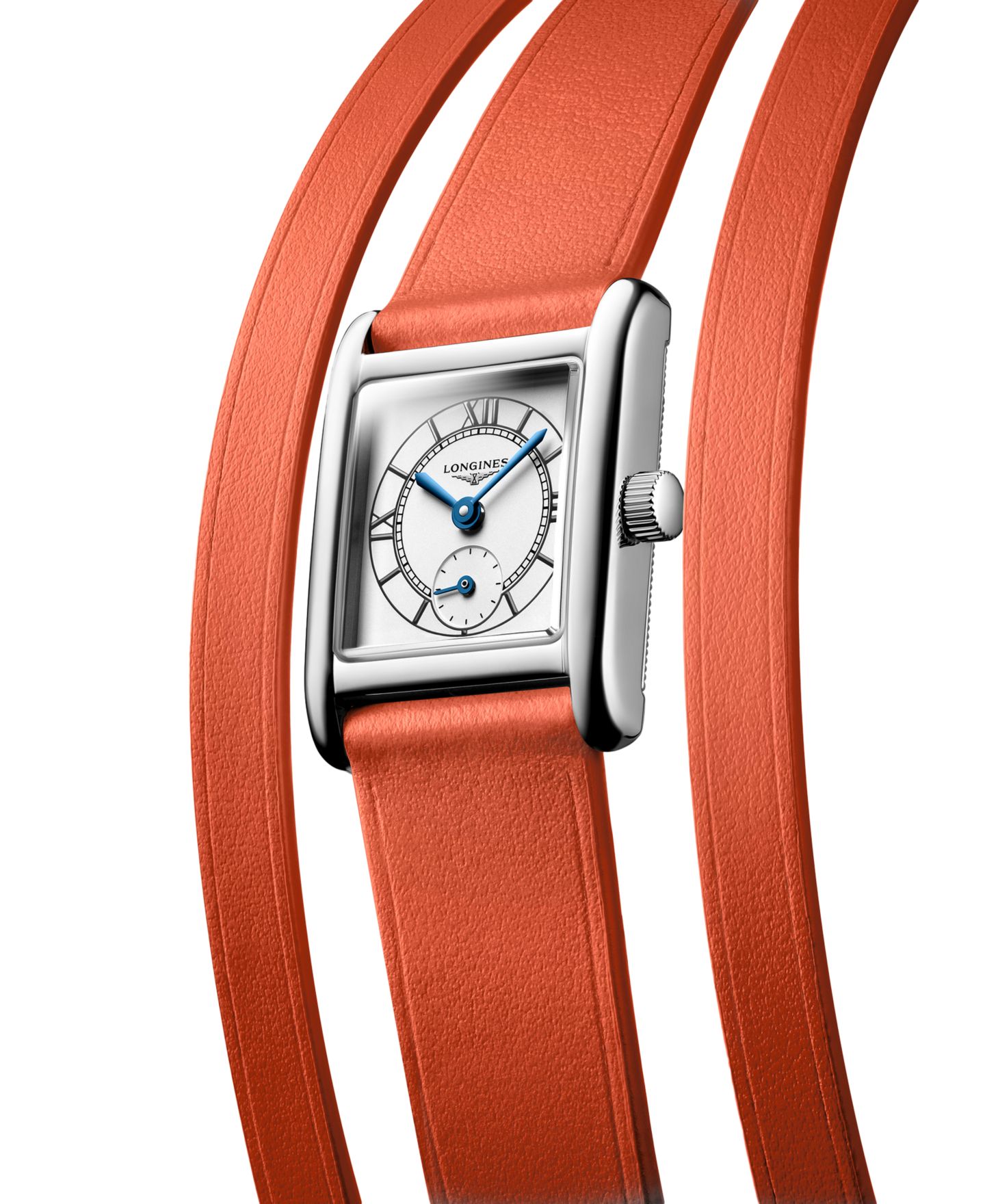 Женские часы Longines Swiss Mini Dolcevita Orange Three-Row Leather Strap Watch 29mm — фото 2