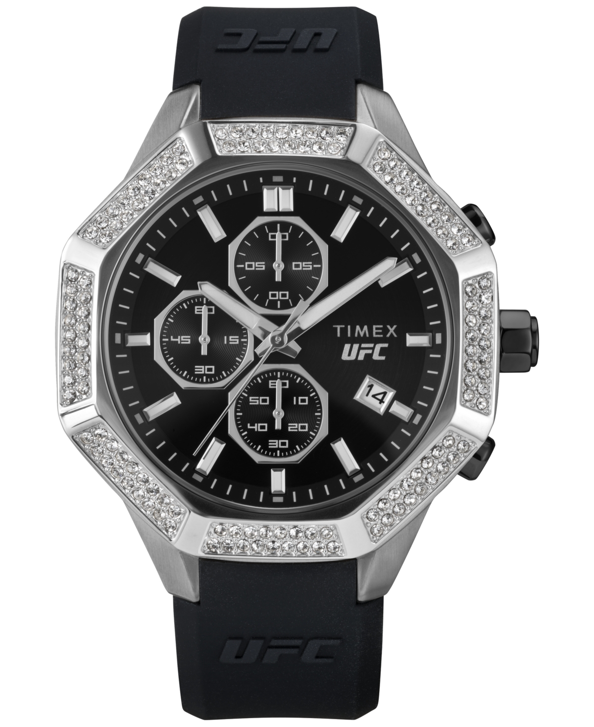 Unisex Ufc King Analog Black Silicone Strap 45mm Octagonal Watch - Black