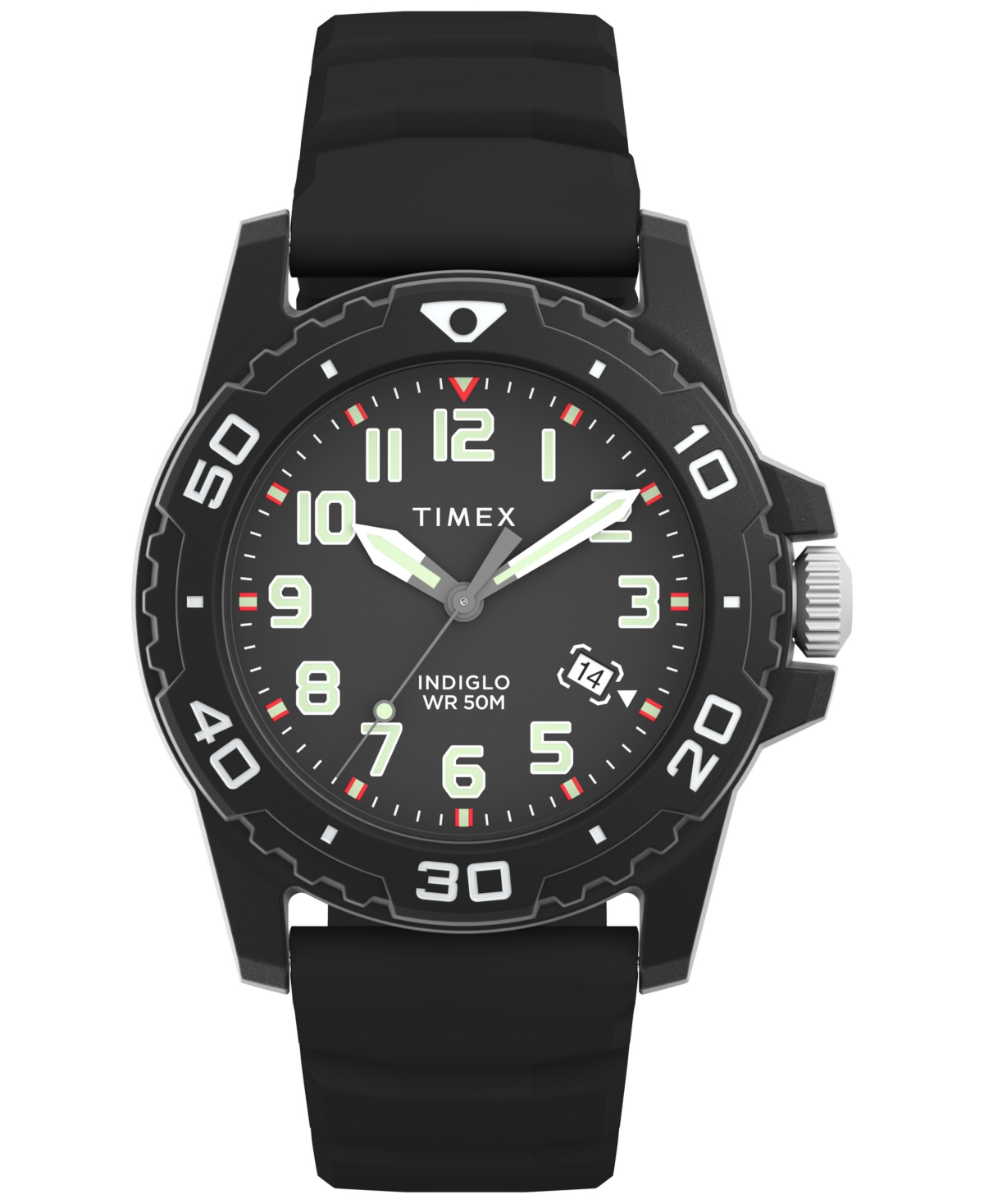 Shop Timex Men's Main Street Quartz Black Silicone Strap 42mm Round Watch