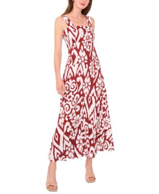 MSK - Women's Square-Neck Sleeveless Challis Maxi Dress
