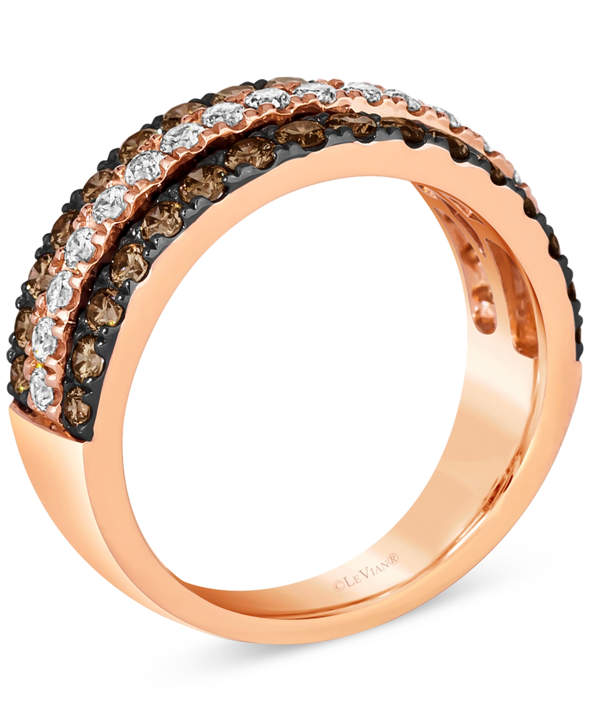 Le Vian Chocolate Diamond & Nude Diamond Triple Row Band (1-1/3 ct. t.w.) in 14k Rose Gold