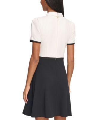 Women's Collared Contrast Trim Knee-length Dress