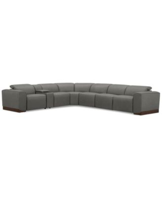 Lovro 7-Pc. Leather Sectional with 3 Power Motion Chairs & 1 Console