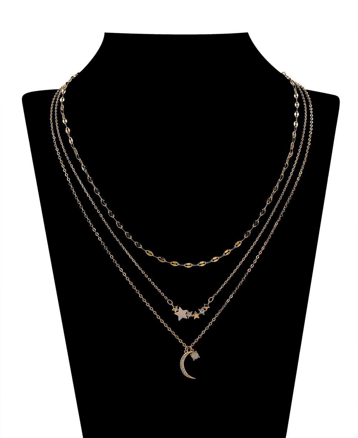 Shop Unwritten Cubic Zirconia Opal Star And Moon Layered Necklace Set In Gold