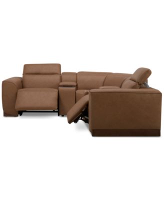 Lovro 5-Pc. Leather Sofa with 2 Power Motion Chairs & 2 Consoles, Created for Macy's