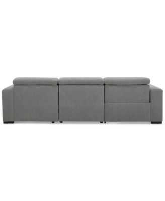Nevio 3-Pc. Fabric Power Headrest Sectional and Chaise with 1 Power Motion Chair