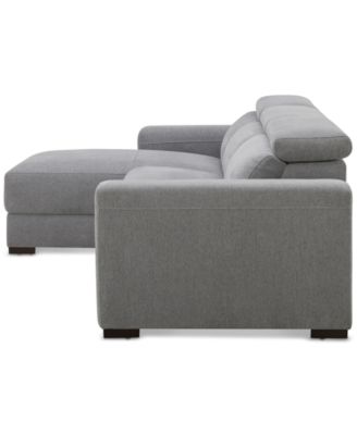 Nevio 3-Pc. Fabric Power Headrest Sectional and Chaise with 1 Power Motion Chair