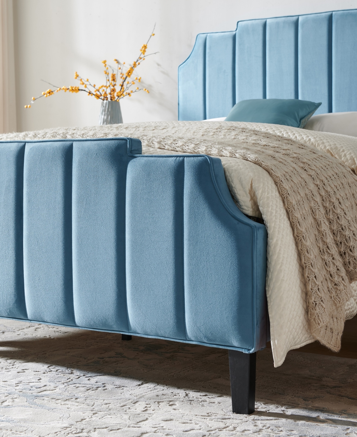 Gold Sparrow Diana 56" Fabric Upholstered Channel Tufted With Adjustable Headboard Heights Full Bed, Created For In Opal
