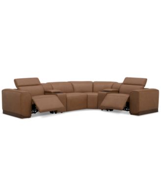 Lovro 6-Pc. Leather Sectional with 2 Power Motion Chairs & 2 Consoles, Created for Macy's