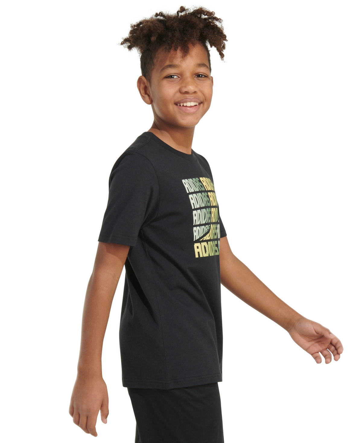 Adidas Originals Big Boys Warp Wall Graphic T-shirt In Black W Green