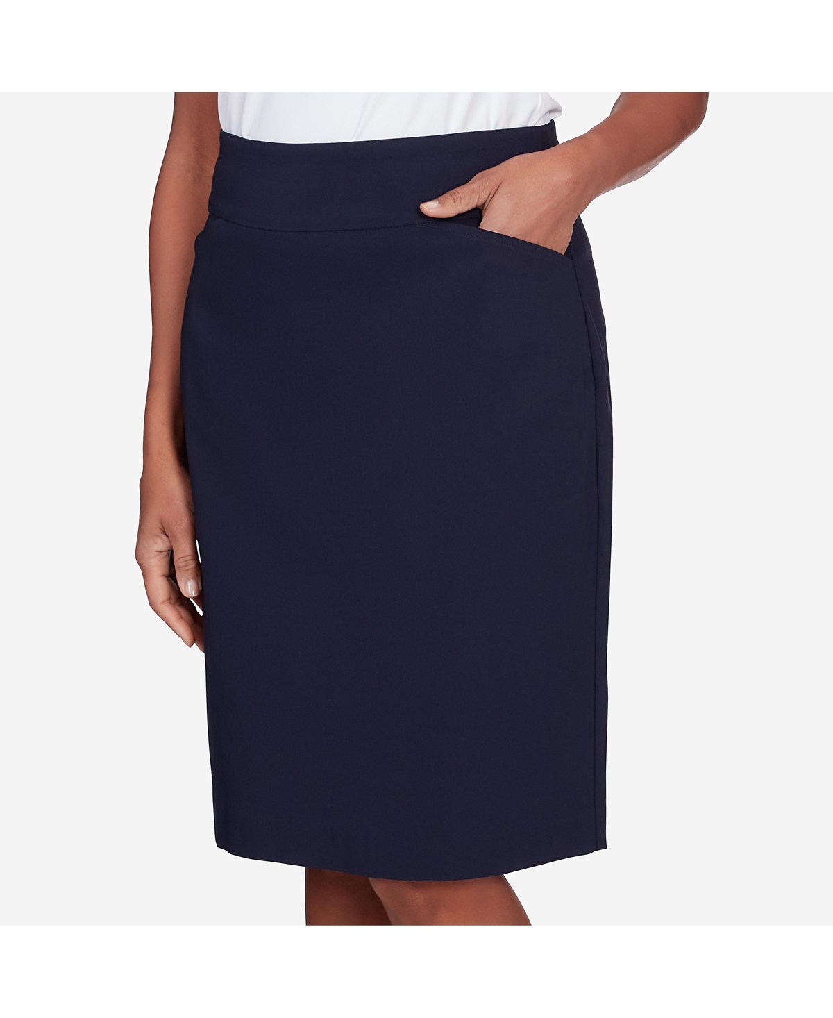 Alfred Dunner Petite Classic Stretch Knee Length Skirt