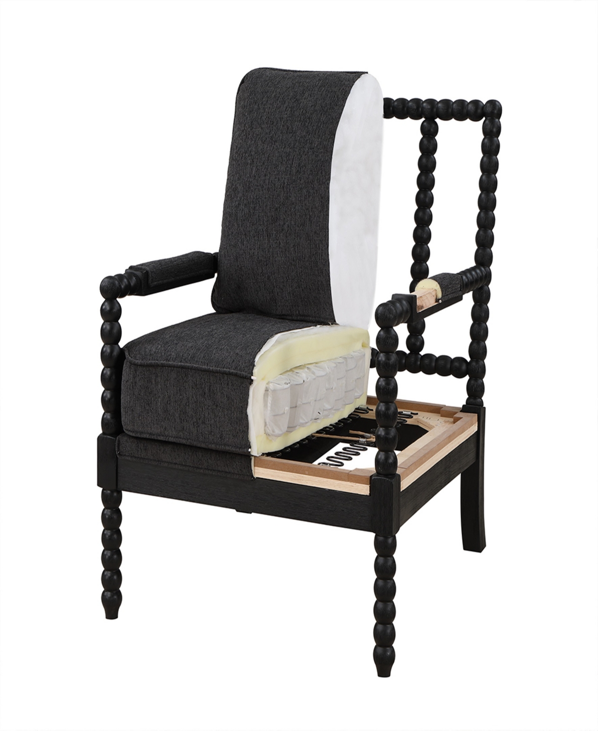 Osp Home Furnishings Office Star Eliza Black Spindle Chair With Graphite Fabric In Graphite