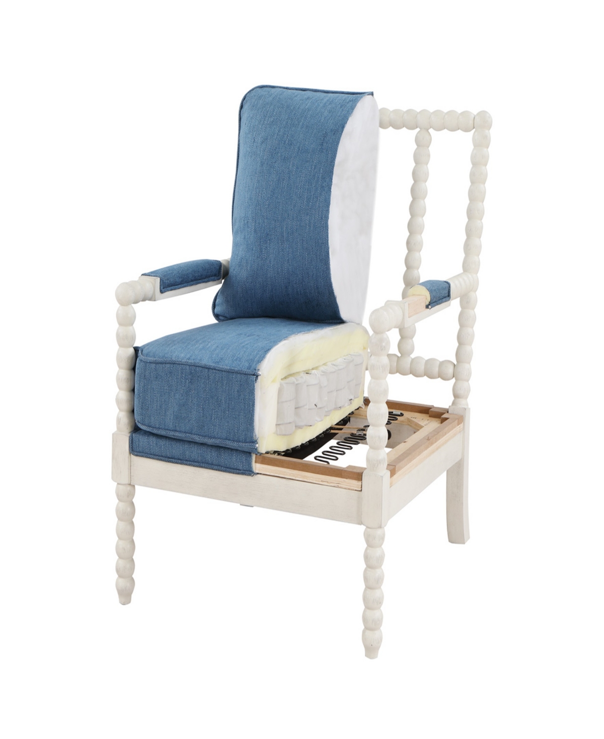 Shop Osp Home Furnishings Office Star Kaylee Antique White Spindle Chair With Indigo Fabric