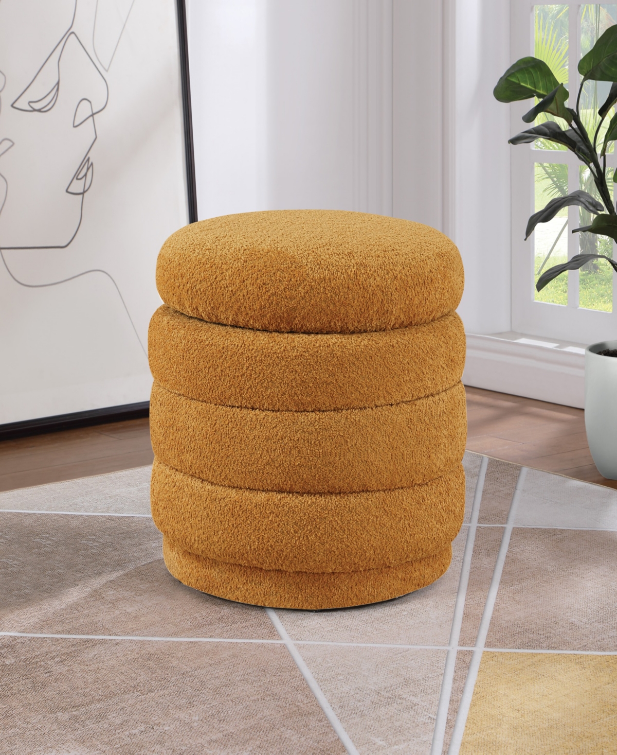 Shop Osp Home Furnishings Office Star Cecil Storage Ottoman-gold Sherpa Fabric