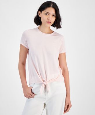 Hippie Rose - Juniors' Crewneck Short-Sleeve Tie-Hem T-Shirt