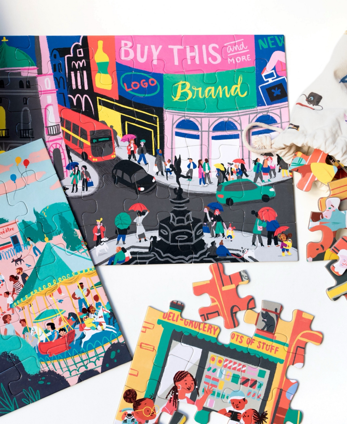 Aya And Pete 3-city Jigsaw Puzzle Set In No Color