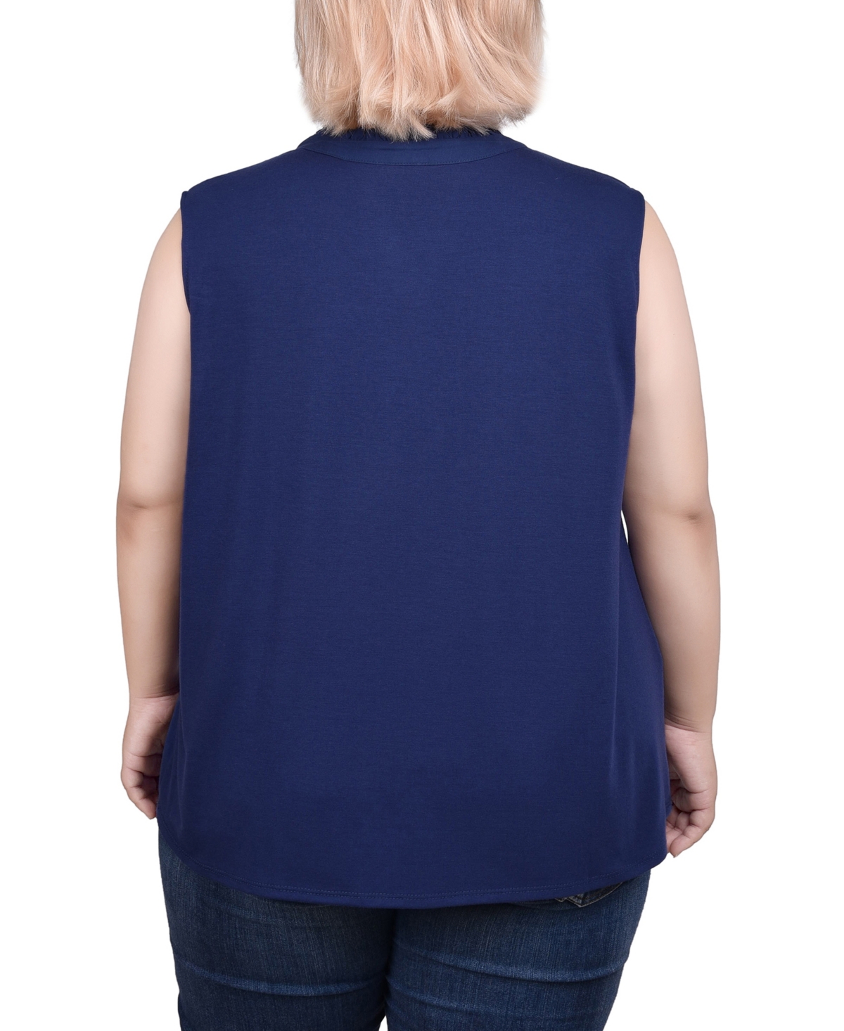 NY COLLECTION PLUS SIZE SLEEVELESS YOKED BLOUSE 