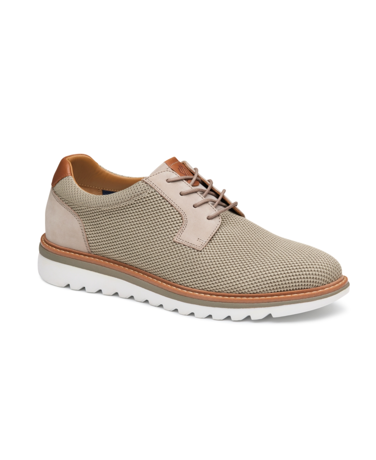 Shop Johnston & Murphy Men's Braydon Knit Plain Toe Casual Lace Up Sneakers In Taupe