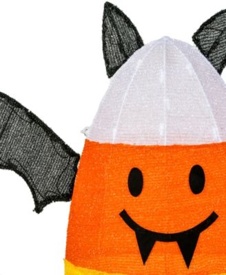 National Tree Company 27" Lawn Decoration, Orange, Candy Corn Bat, LED Lights, Plug In, Halloween Collection