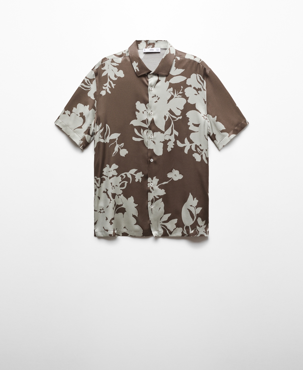 Shop Mango Men's Flowy Floral Print Shirt In Medium Bro