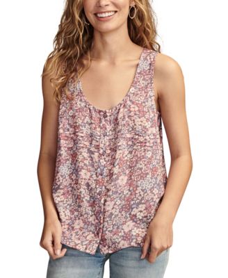 Lucky Brand - Women's Cotton Floral-Print Military Tank Top