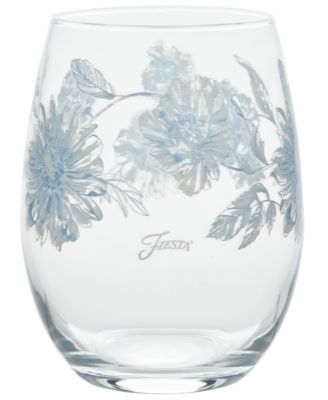 Botanical Floral Stemless Wine Glasses, Set of 4