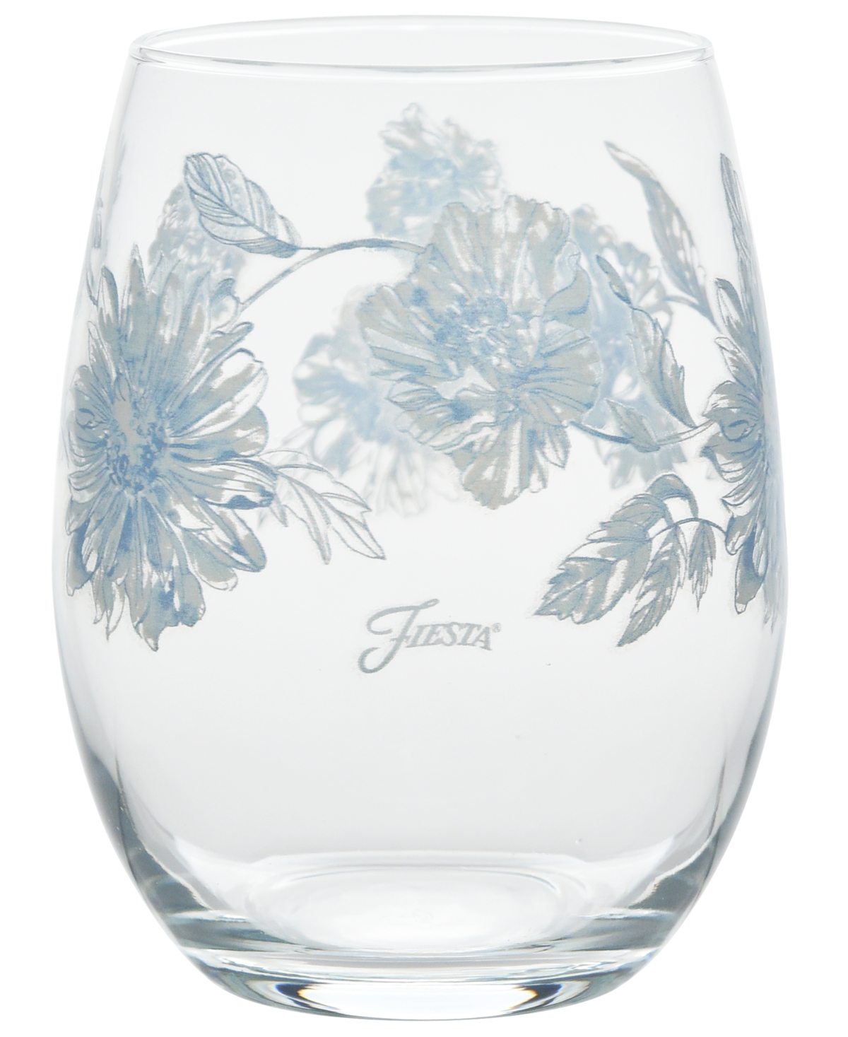 Shop Fiesta Botanical Floral 15-ounce Stemless Wine Glass Set Of 4 In Sky