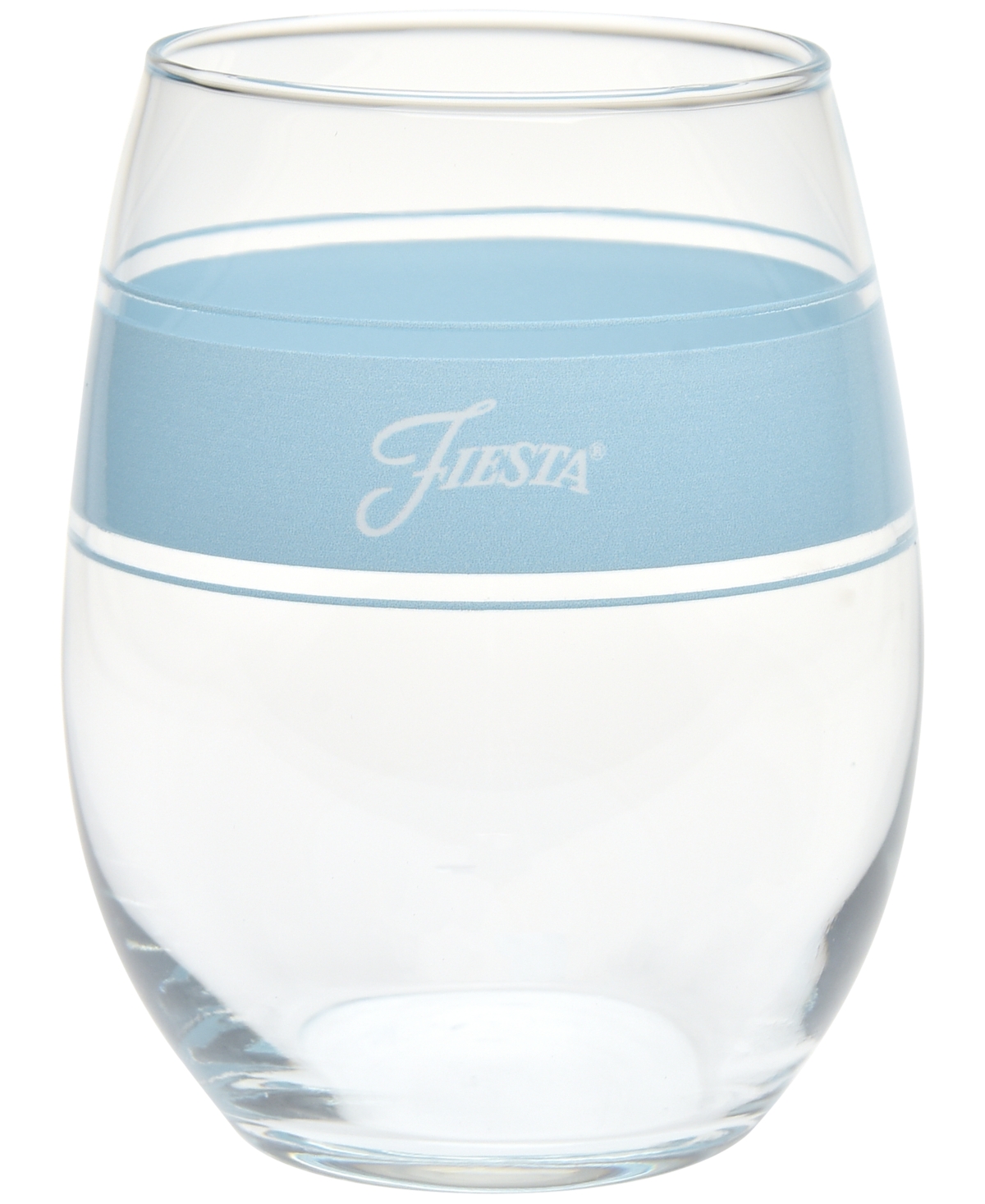 Shop Fiesta Coastal Blues Frame 15-ounce Stemless Wine Glass Set Of 4 In Sky
