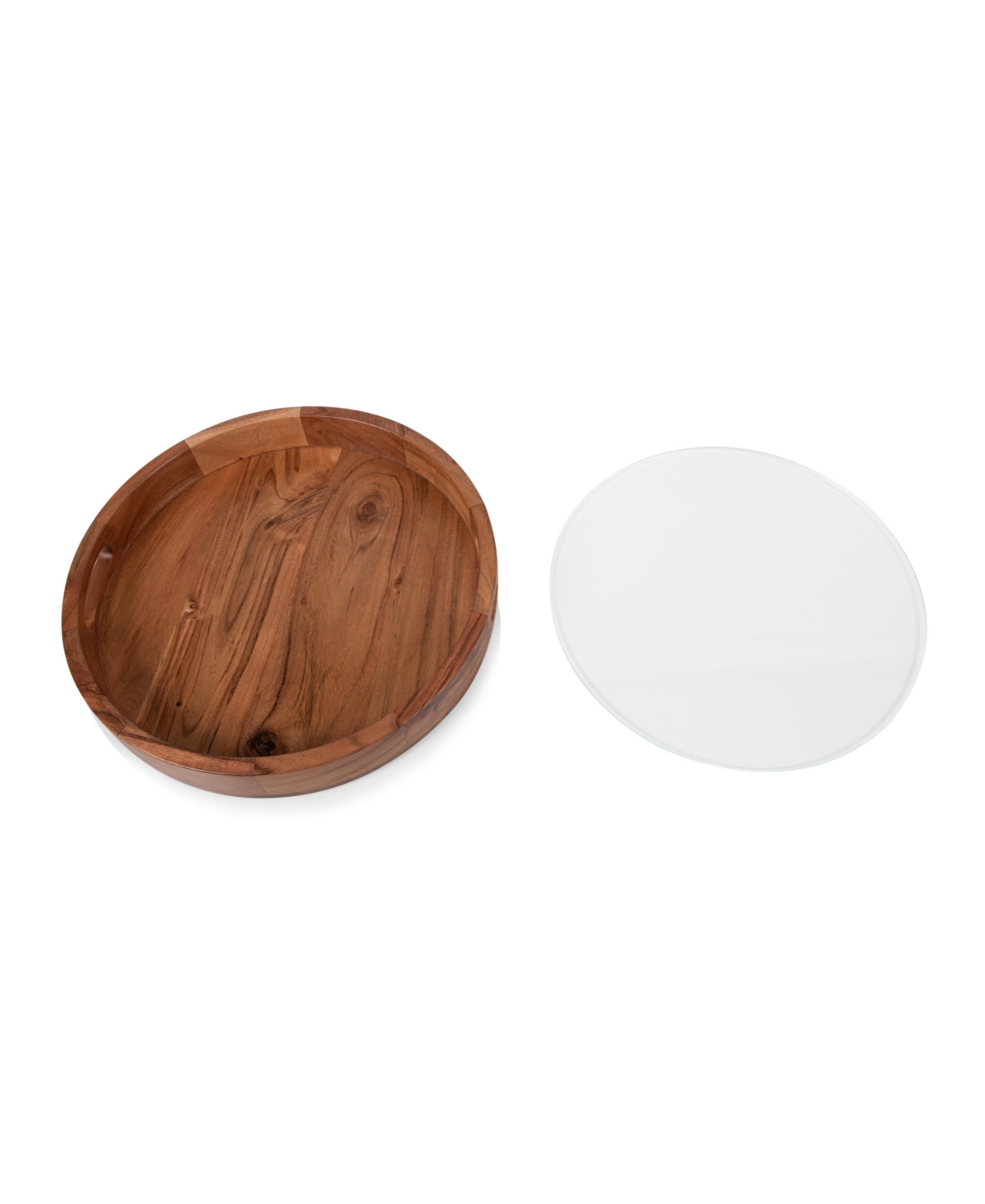 Toscana Barista Acacia Wood Glass Serving Tray In Brown