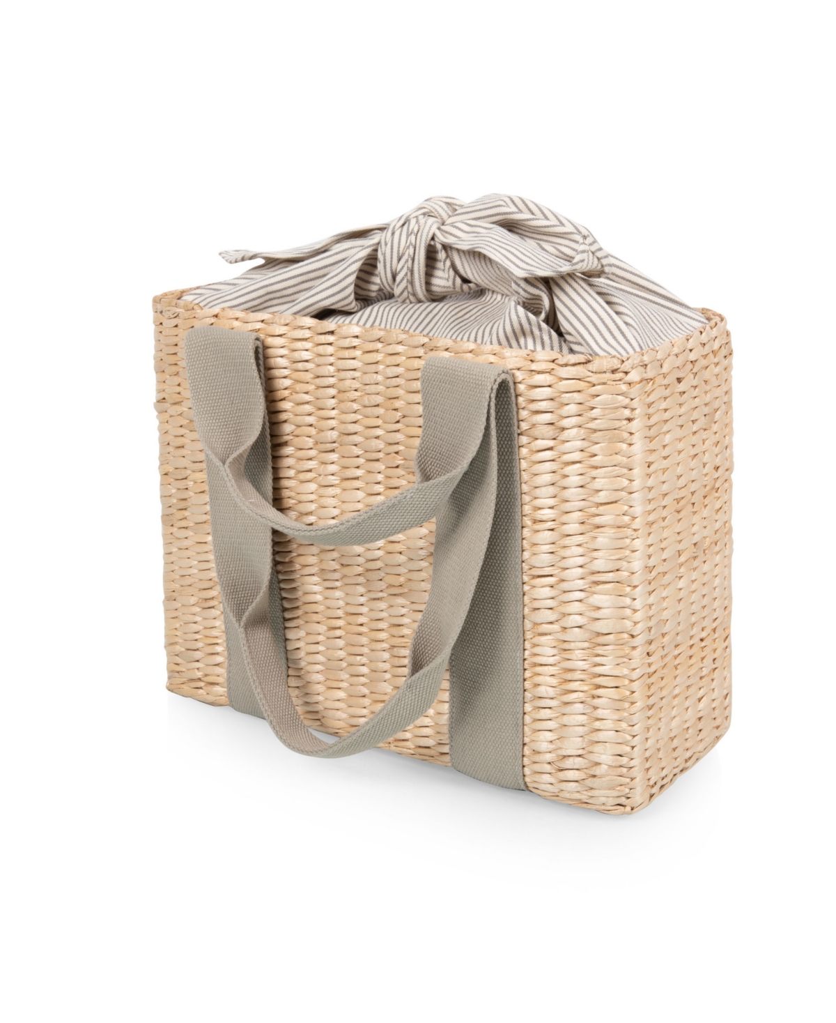 Picnic Time Parisian Woven Seagrass Insulated Tote Bag In Green