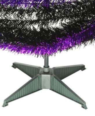 7.5' Pre-Lit Artificial Halloween Tree, Black, Evergreen, LED Lights, Includes Stand, Halloween Collection