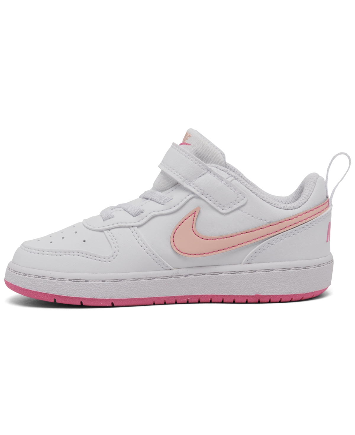Shop Nike Toddler Girl's Court Borough Low Recraft Fastening Strap Casual Sneakers From Finish Line In White,pink